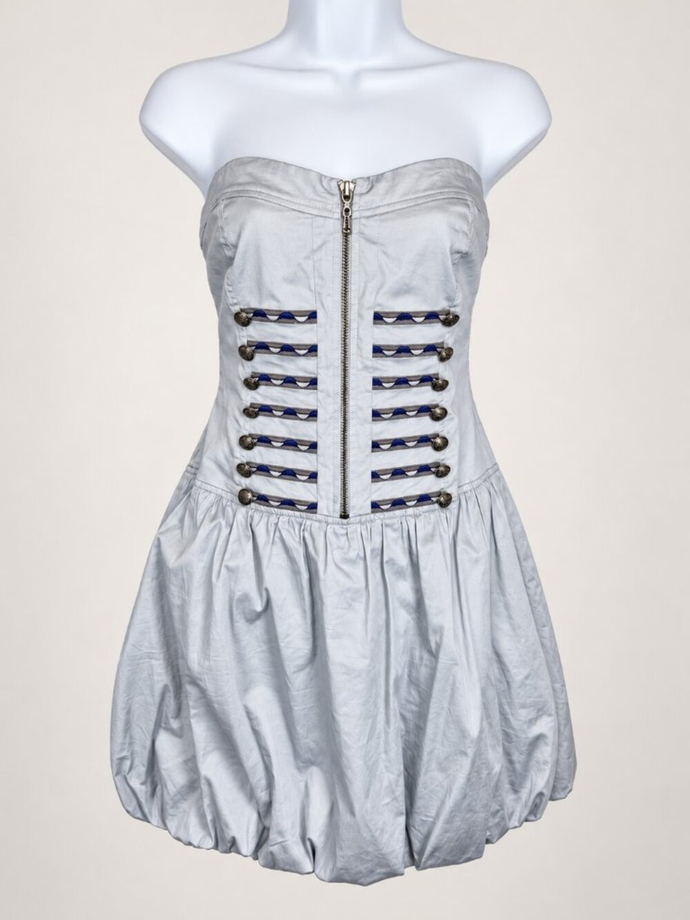 Dream Culture Gray Strapless Corset Bubble Hem Mini Dress Size L